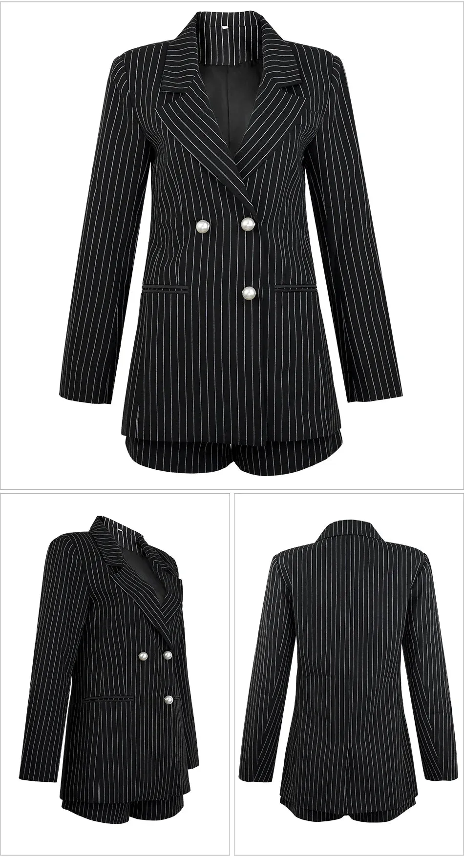 Pinstripe Blazer Short Set
