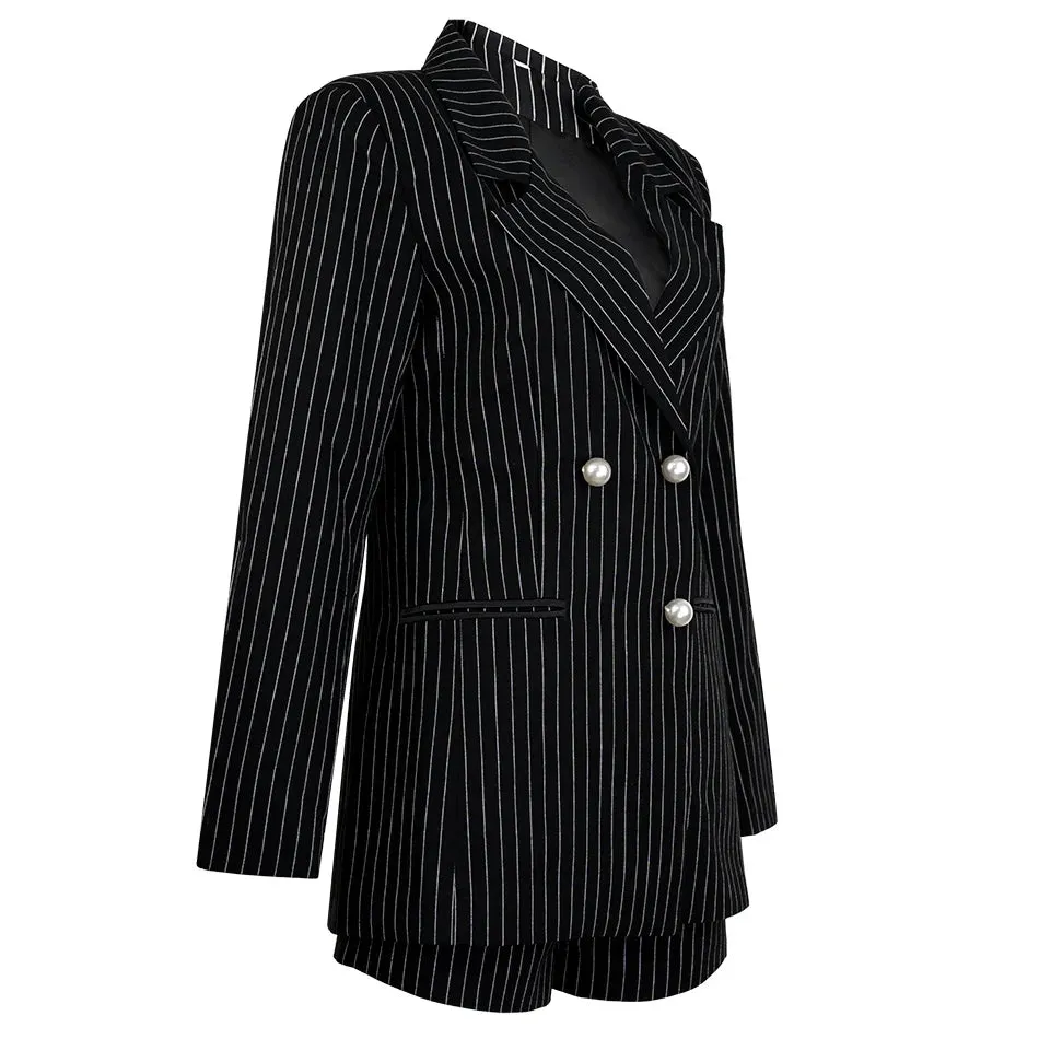 Pinstripe Blazer Short Set