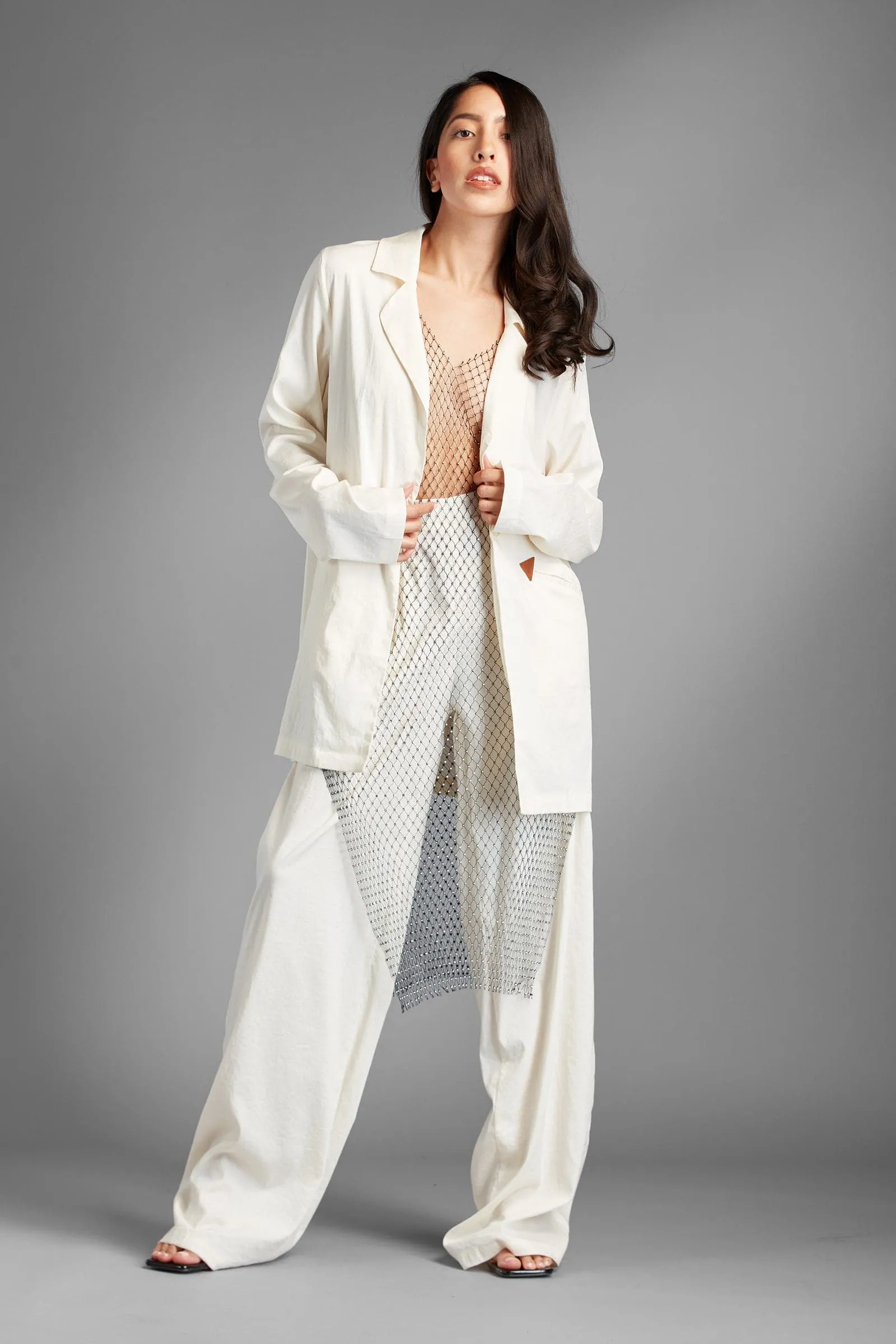 Power not Powder Two Piece Cream Suit Blazer and Pants Set