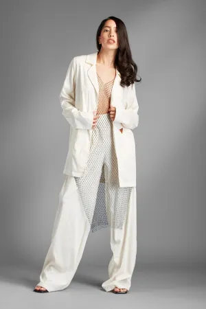 Power not Powder Two Piece Cream Suit Blazer and Pants Set