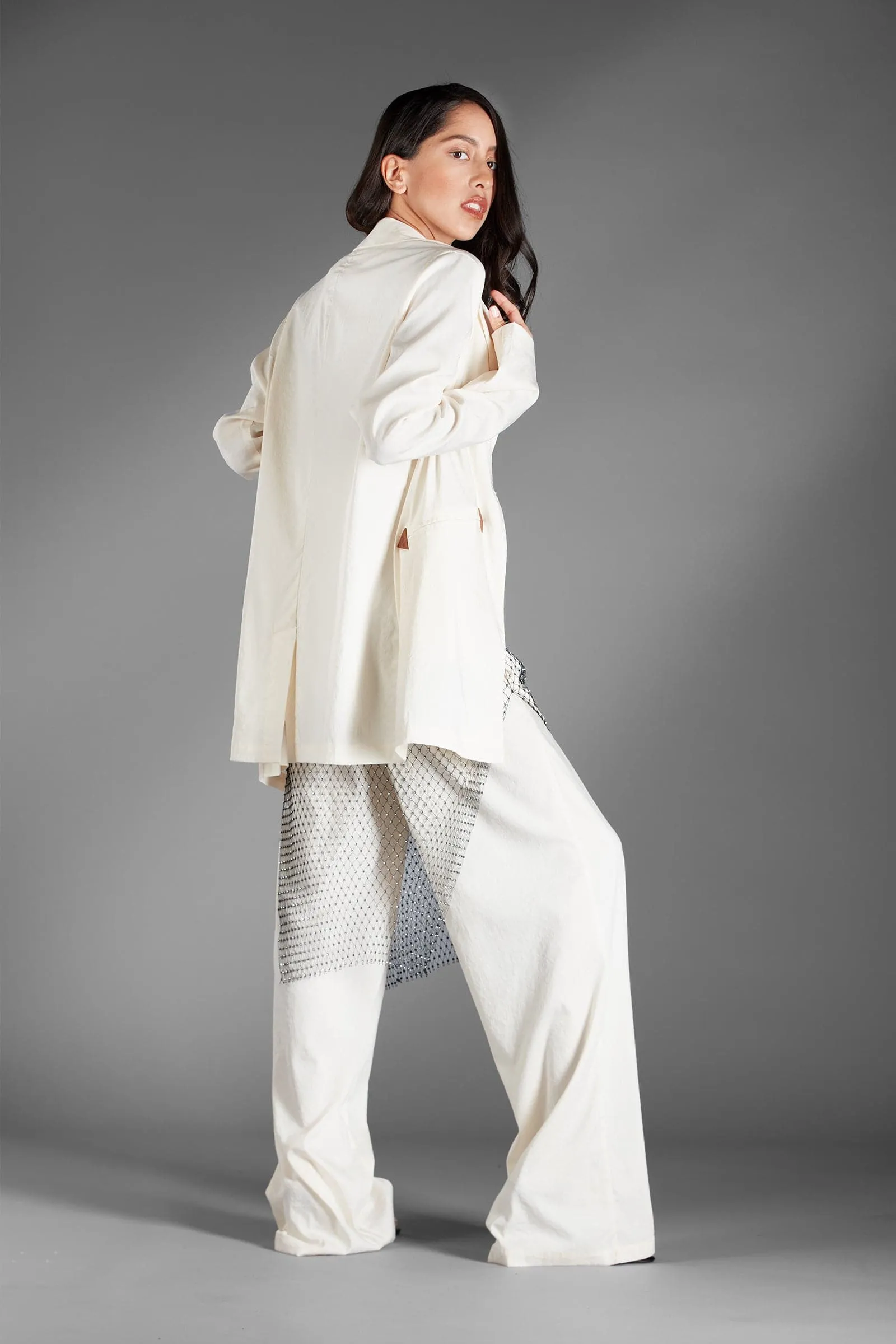Power not Powder Two Piece Cream Suit Blazer and Pants Set