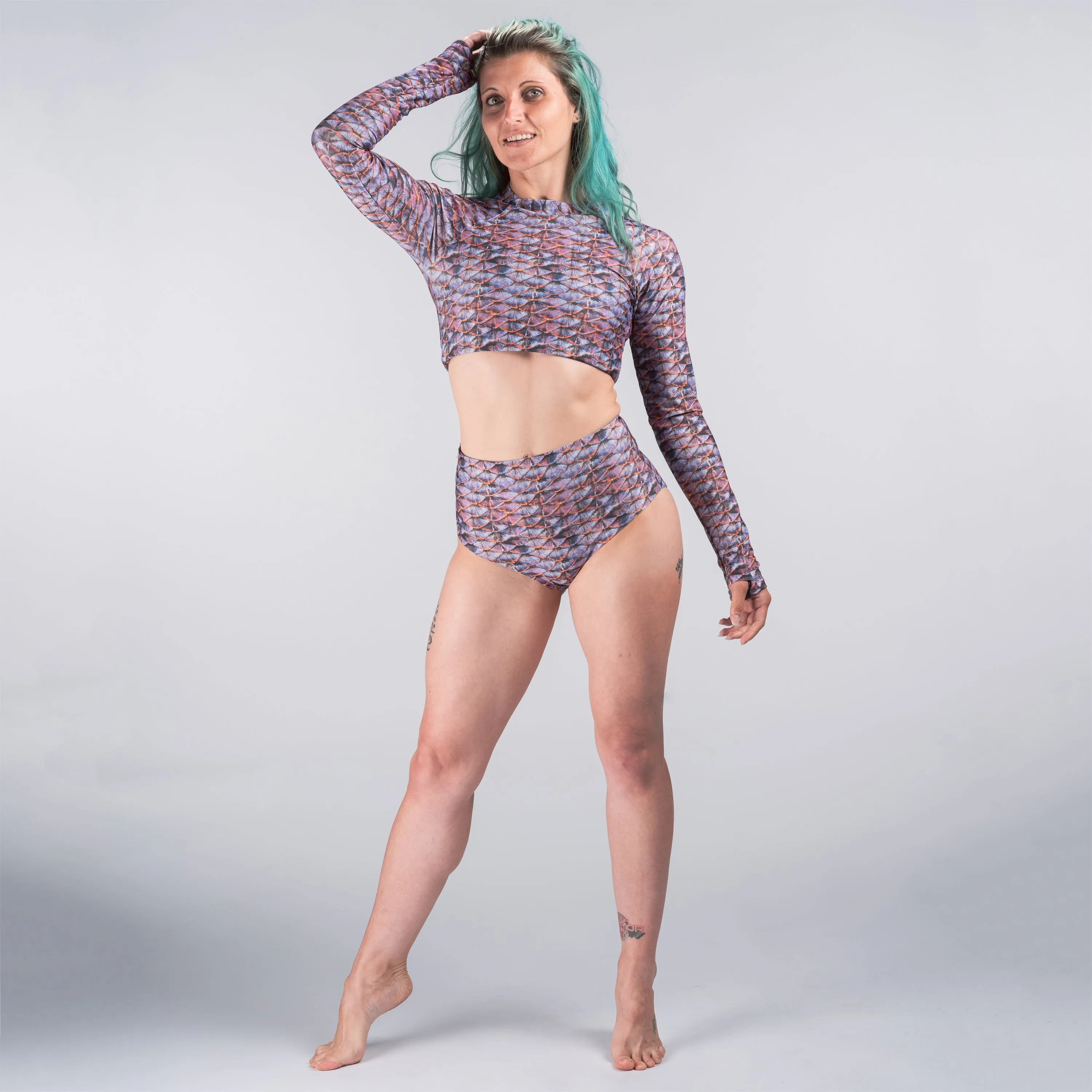 Purple Mermaid Scales Short Rash Guard