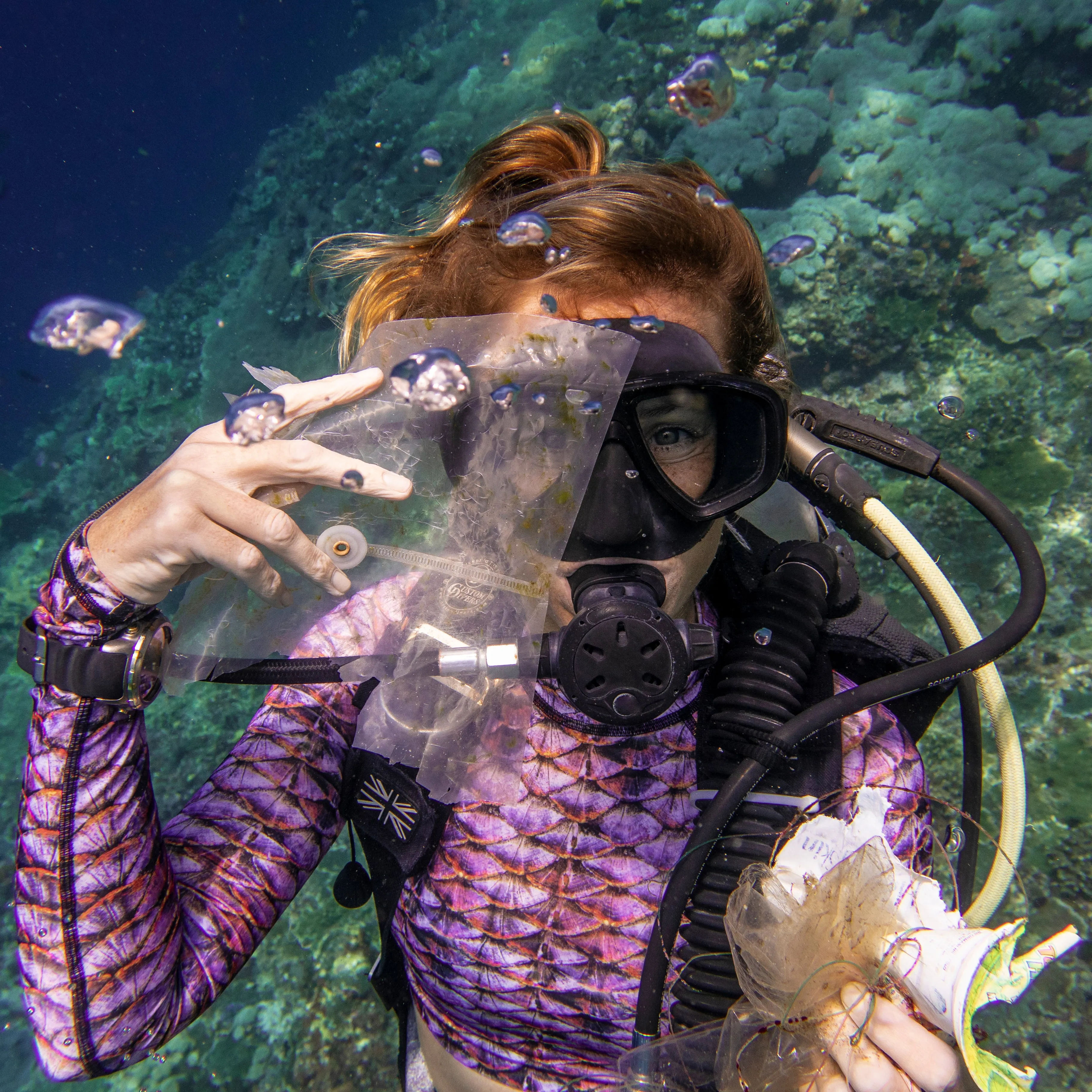 Purple Mermaid Scales Short Rash Guard
