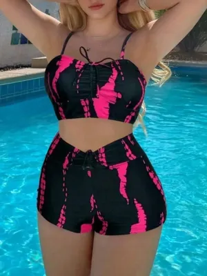 "its too darn hot" Print High Waist String Two-Piece Bikini