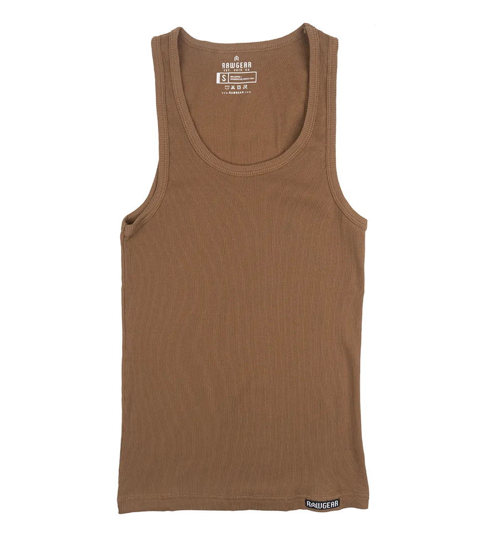 RAW GEAR RIB-KNIT TANK TOP CLAY - RGM-01-0110
