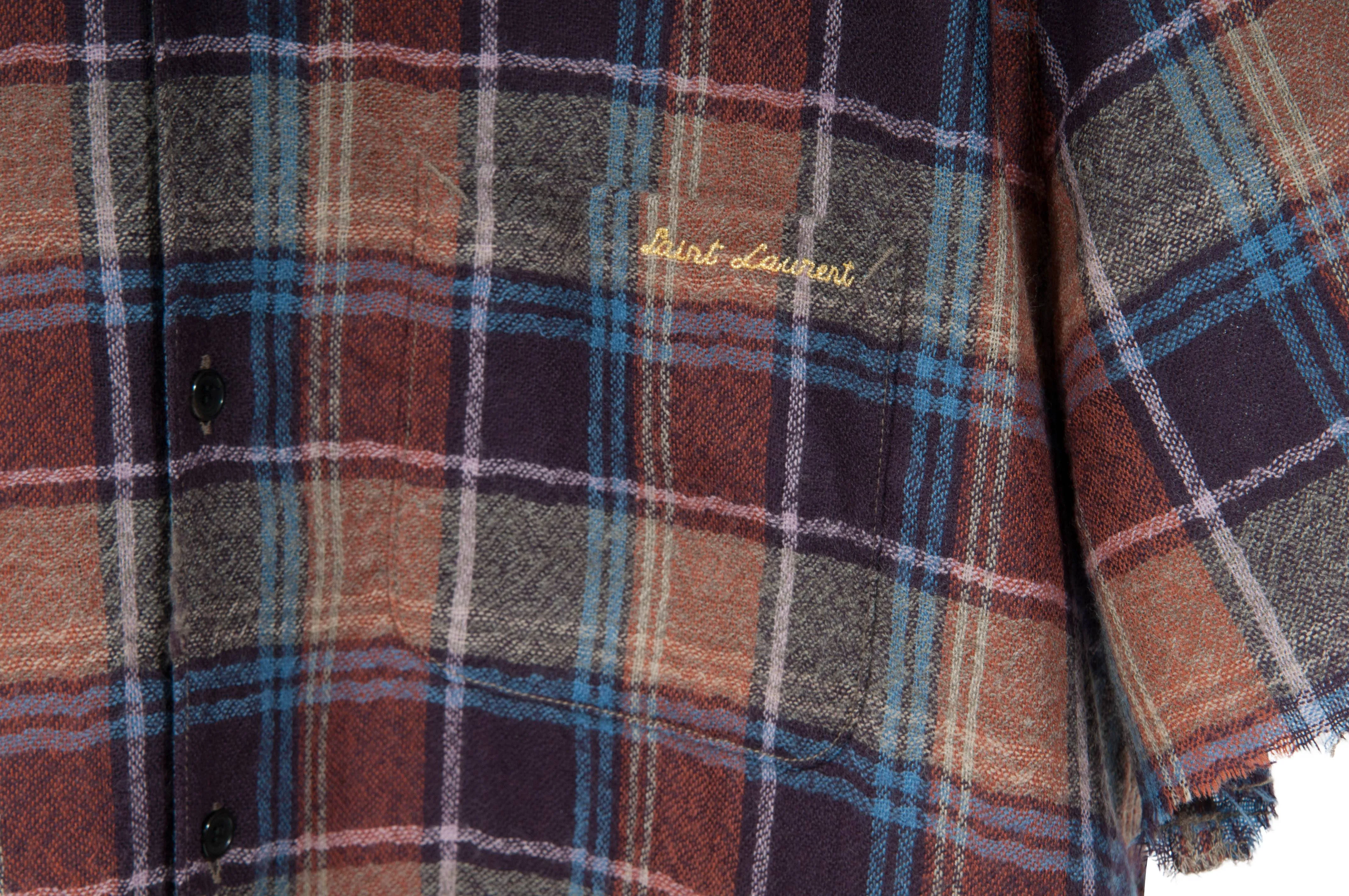 Raw Hem Short Sleeve Plaid Flannel