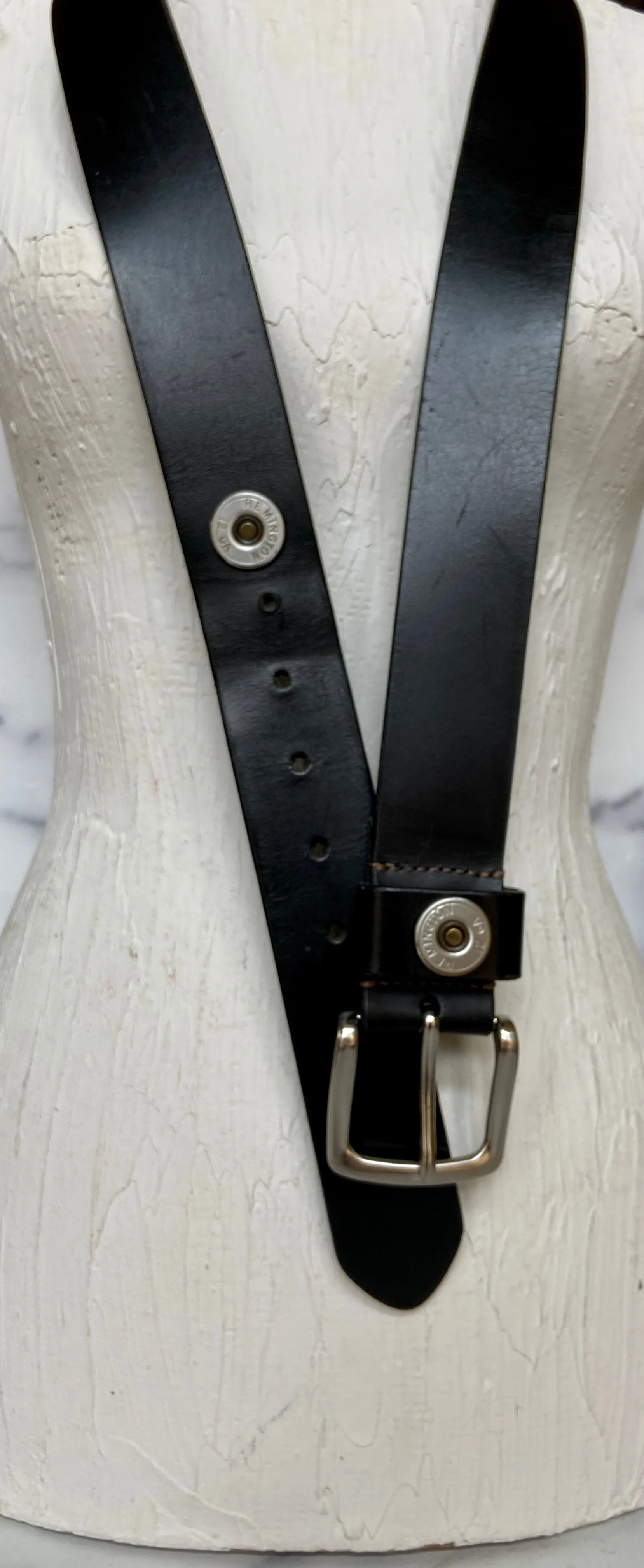 Remington black leather belt