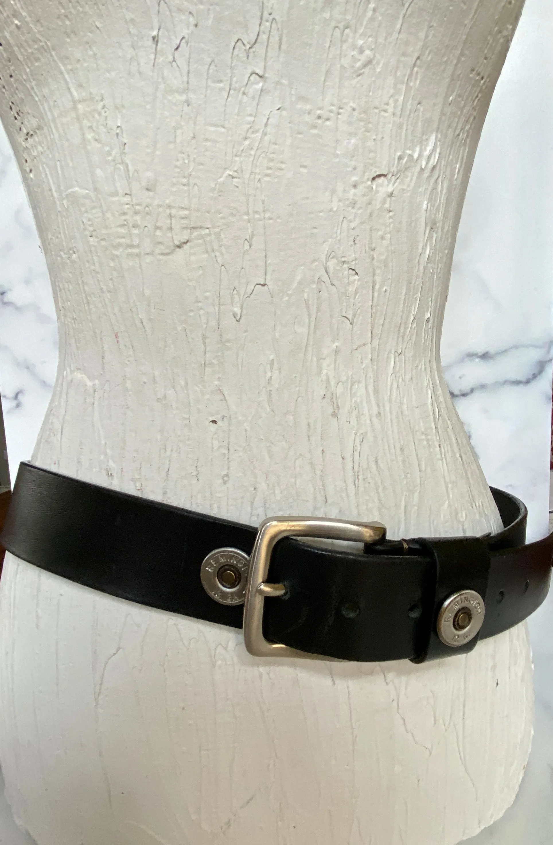Remington black leather belt