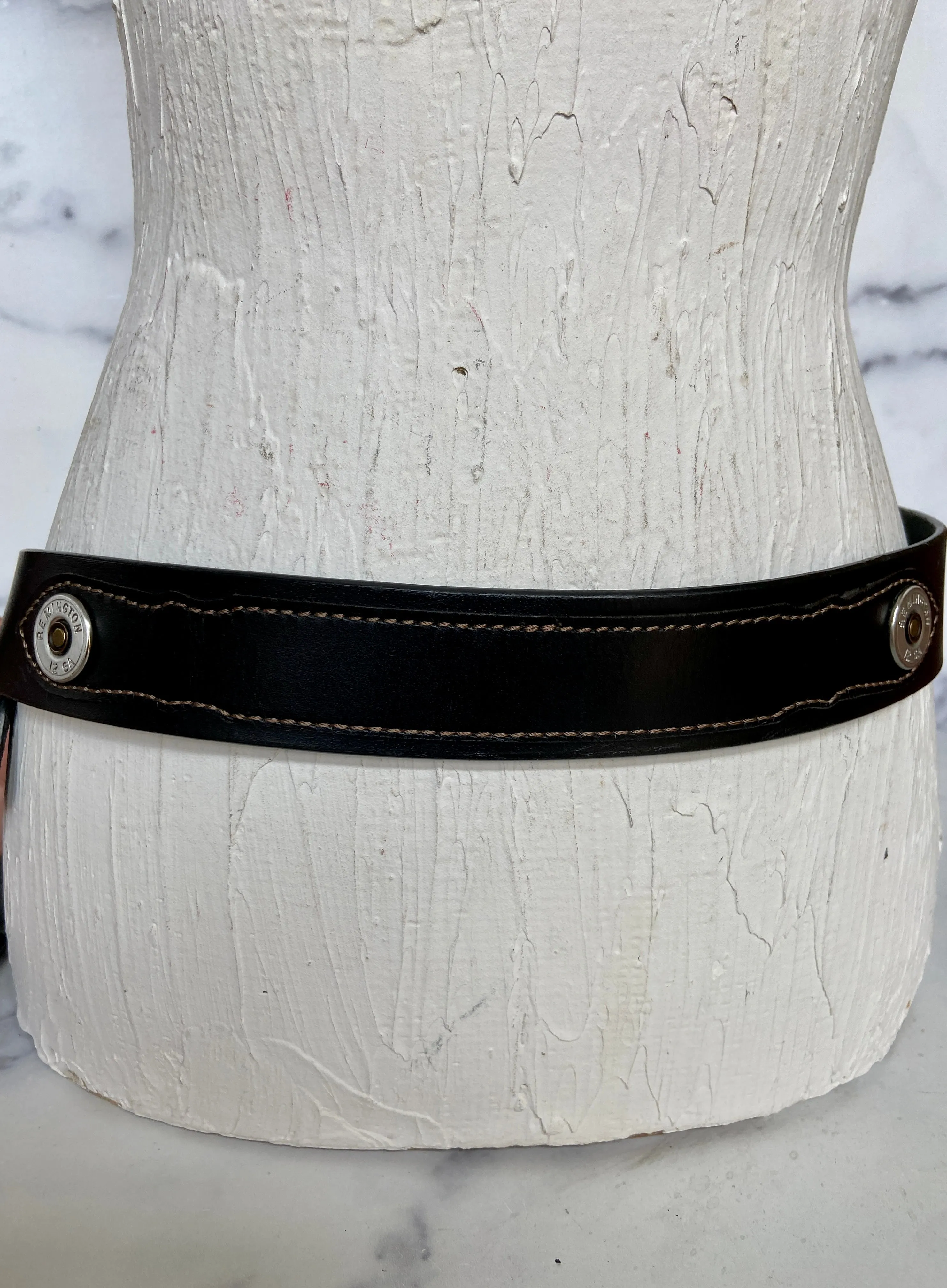 Remington black leather belt