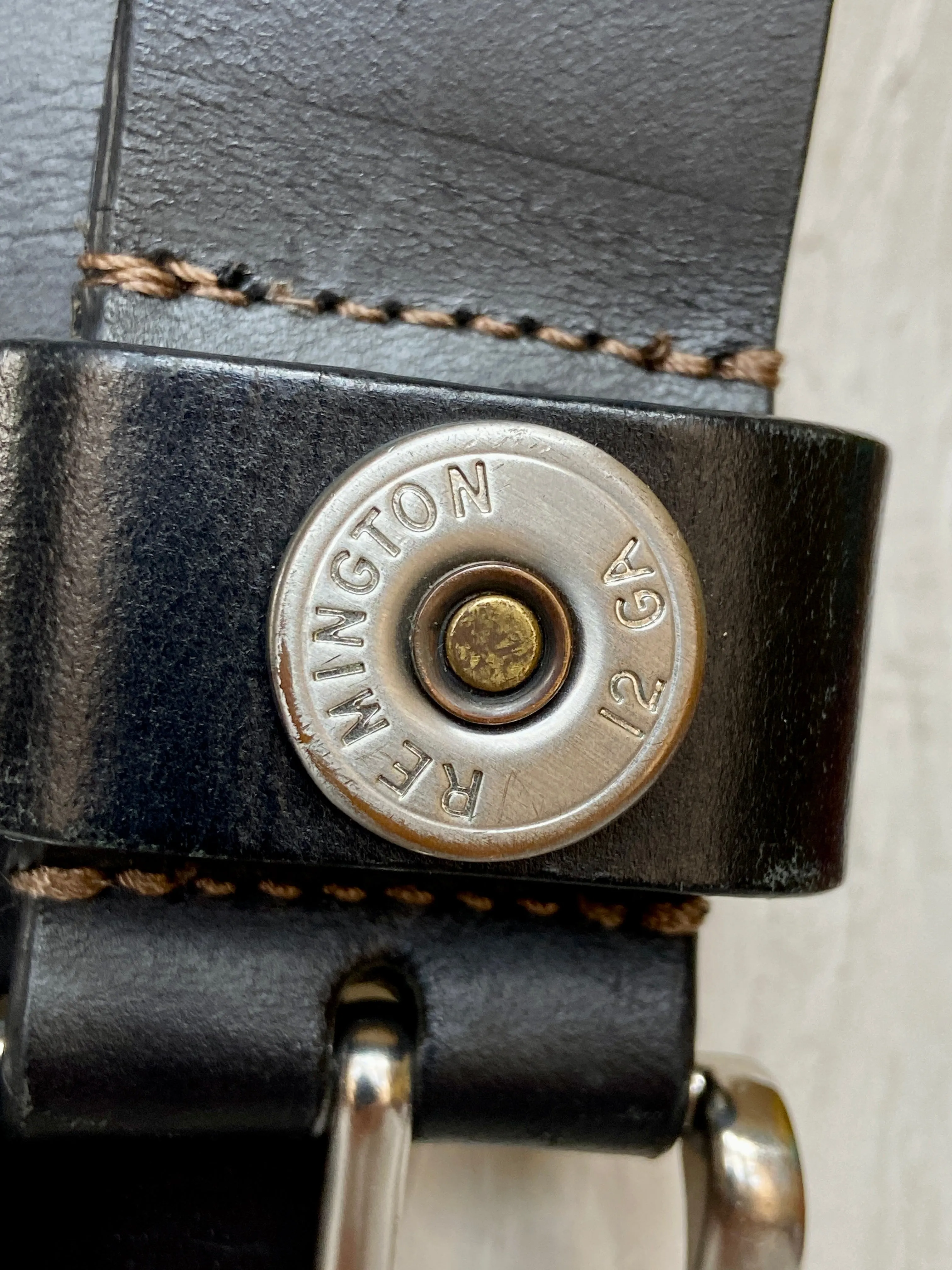 Remington black leather belt