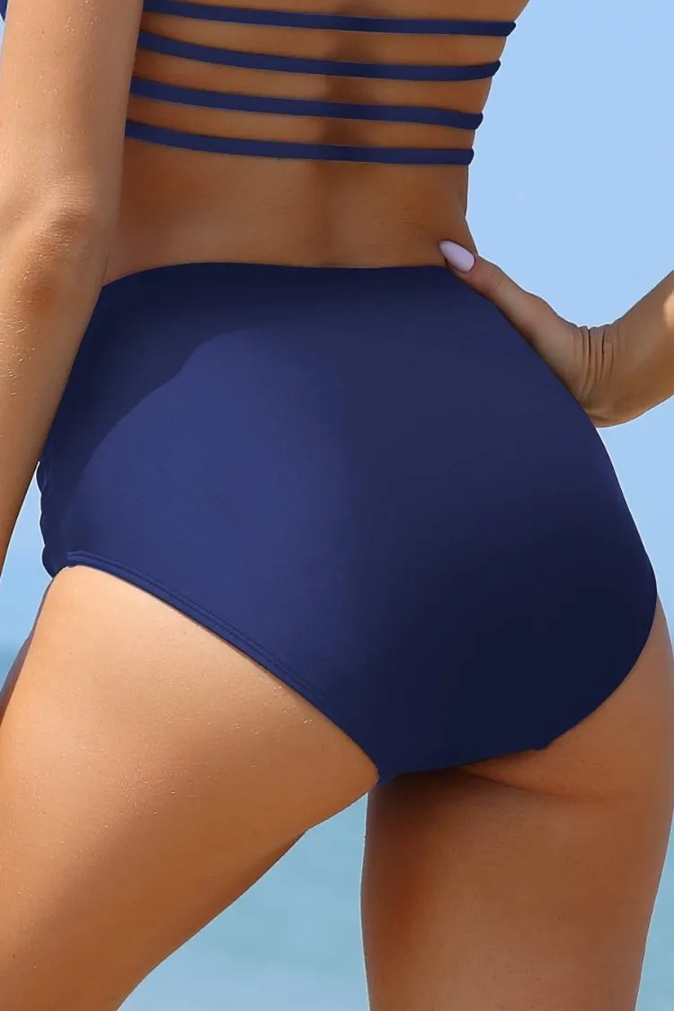 Retro High Waisted Ruched Side Bikini Bottom
