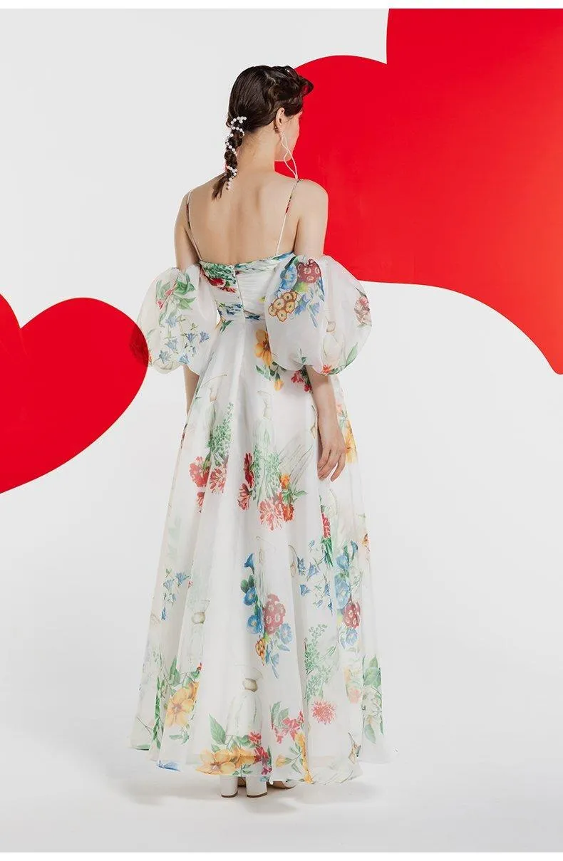 Retro midi 1950 bubble sleeve custom printed ultra-scrap dress -Roman Holiday