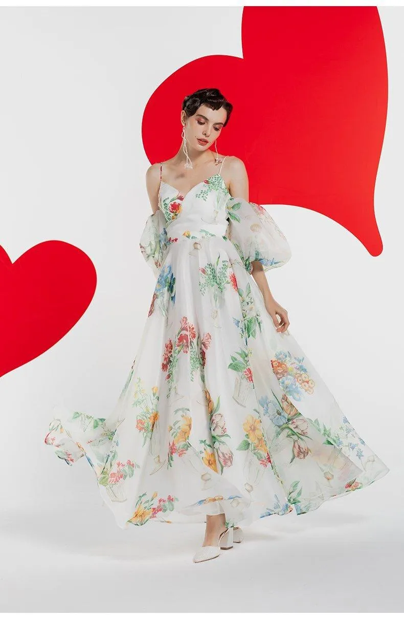 Retro midi 1950 bubble sleeve custom printed ultra-scrap dress -Roman Holiday
