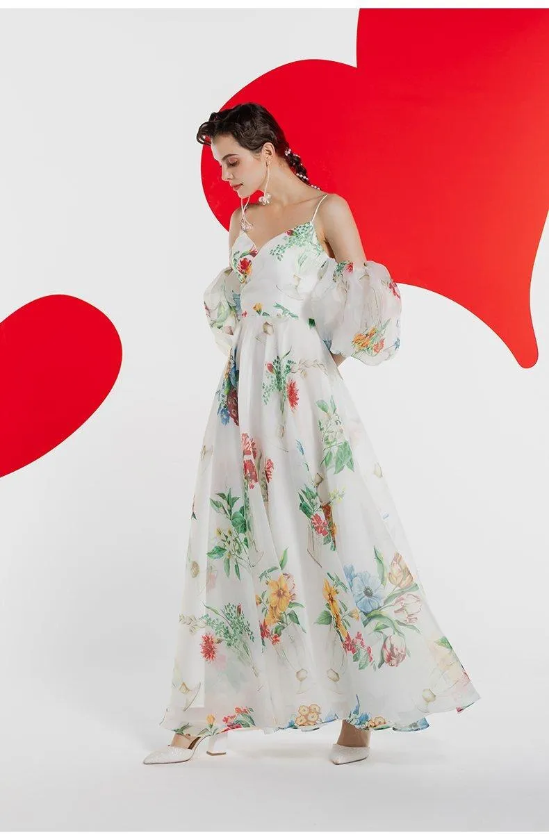 Retro midi 1950 bubble sleeve custom printed ultra-scrap dress -Roman Holiday