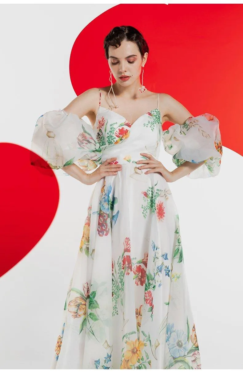 Retro midi 1950 bubble sleeve custom printed ultra-scrap dress -Roman Holiday