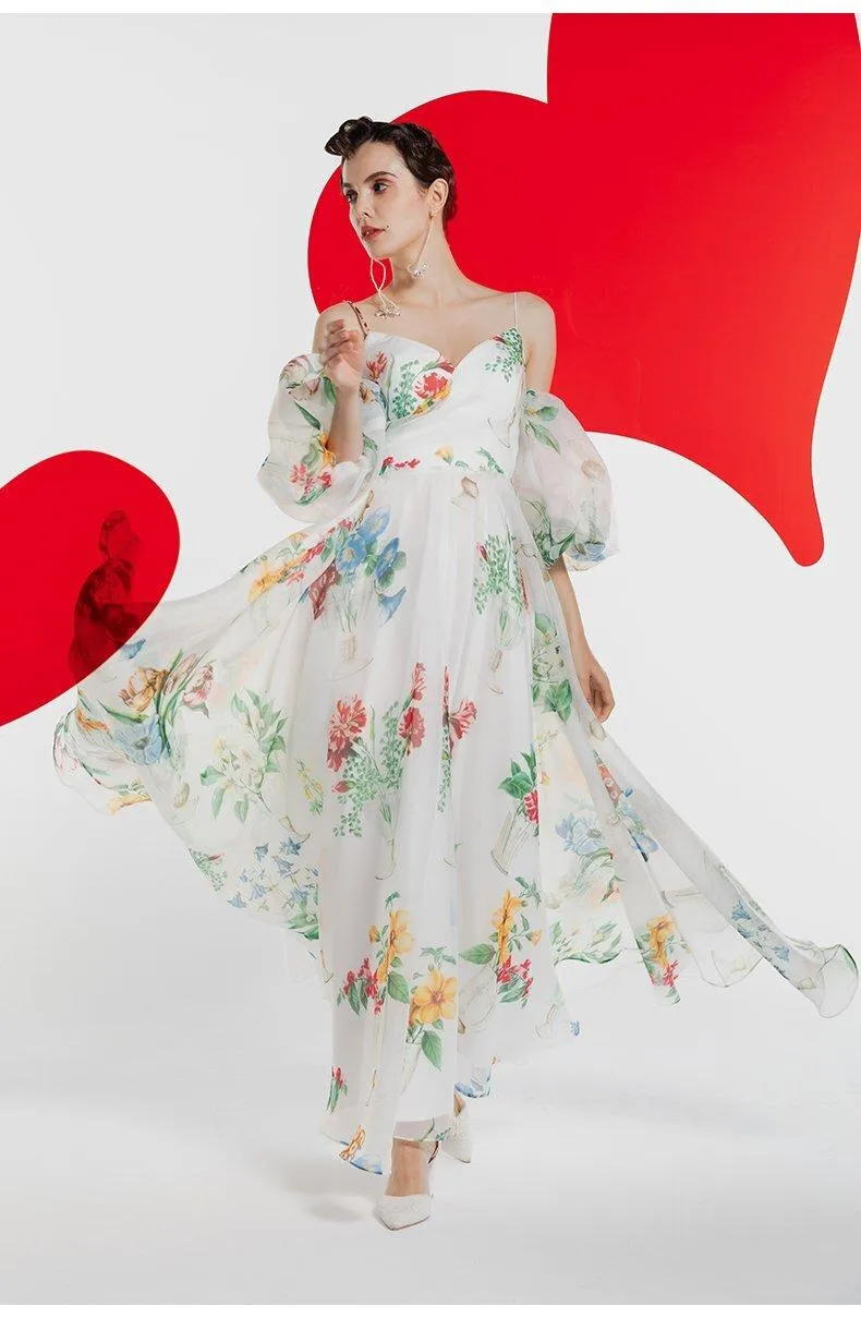 Retro midi 1950 bubble sleeve custom printed ultra-scrap dress -Roman Holiday