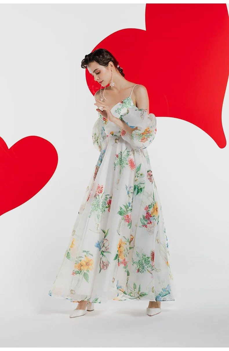 Retro midi 1950 bubble sleeve custom printed ultra-scrap dress -Roman Holiday