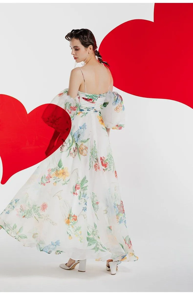 Retro midi 1950 bubble sleeve custom printed ultra-scrap dress -Roman Holiday