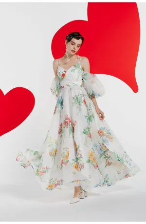 Retro midi 1950 bubble sleeve custom printed ultra-scrap dress -Roman Holiday