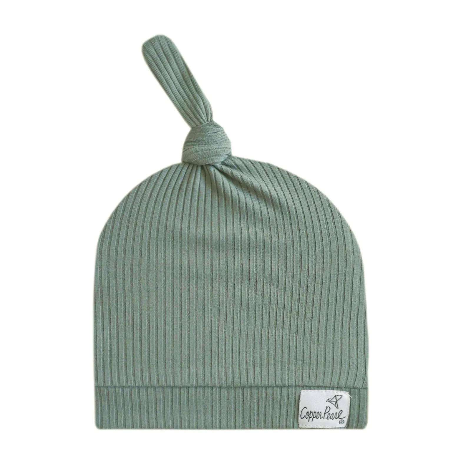 Rib Knit Top Knot Hat - 0-4M