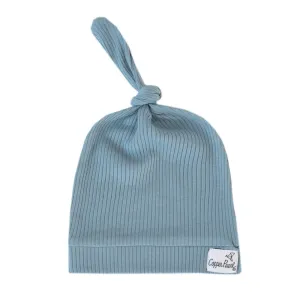 Rib Knit Top Knot Hat - 0-4M