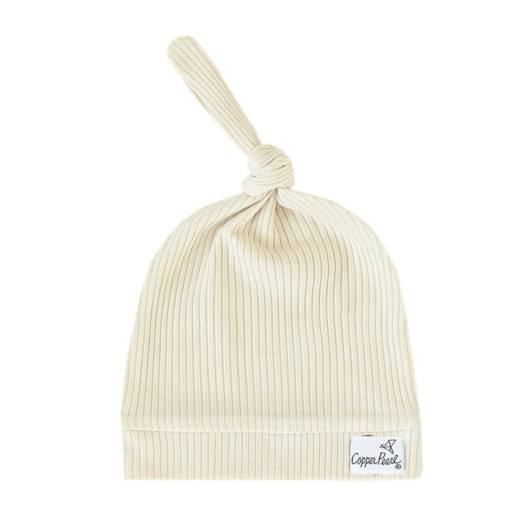 Rib Knit Top Knot Hat - 0-4M