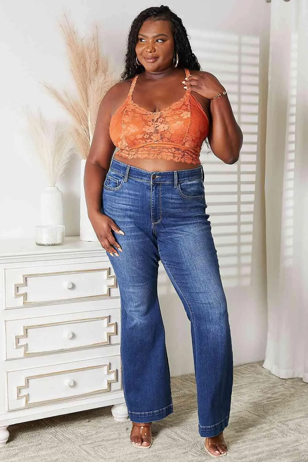 Rust Crisscross Lace Bralette