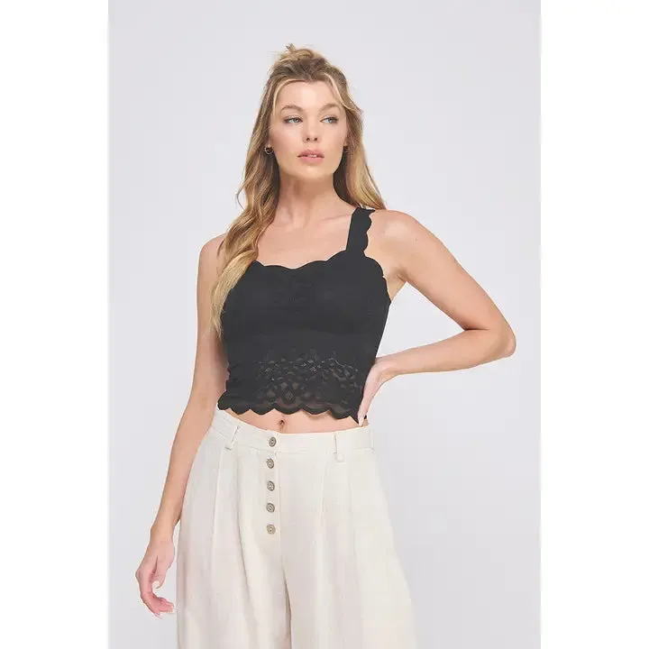 SCALLOP EDGE LACE BRALETTE