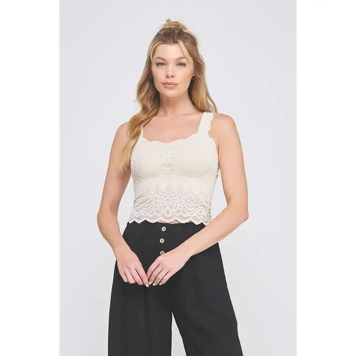 SCALLOP EDGE LACE BRALETTE