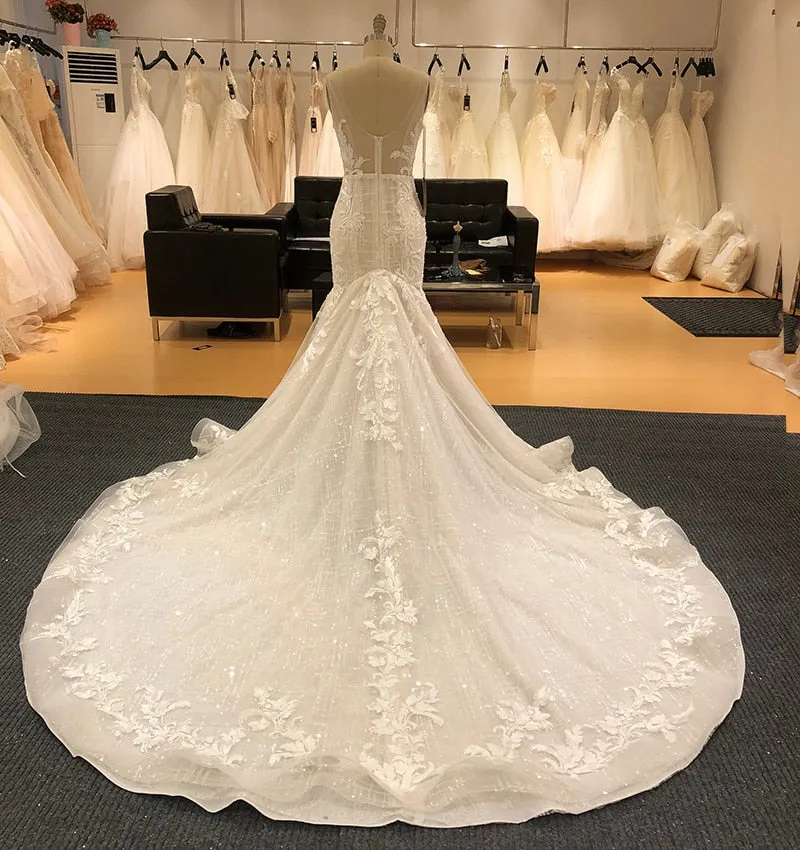 Sexy Deep Vneck Wedding Dress with long train (Limited Time Only)