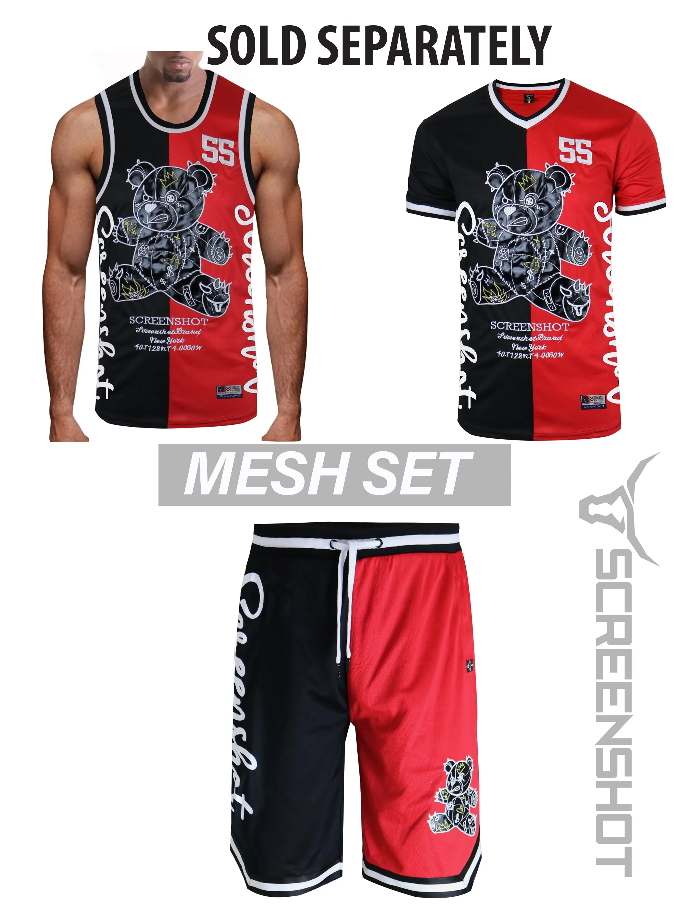 SHORT SLEEVE COLOR BLOCK MESH JERSEY - TS1113 (BLACK/RED)