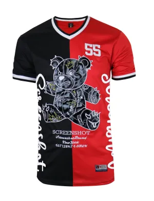 SHORT SLEEVE COLOR BLOCK MESH JERSEY - TS1113 (BLACK/RED)
