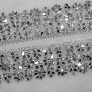 Silver Fancy Mirror Embellished Trim