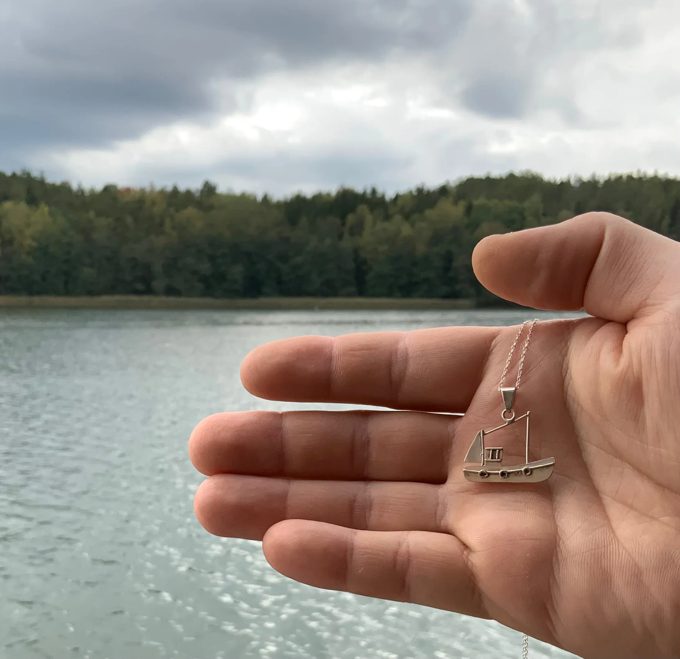 Silver pendant Old Fishing Boat