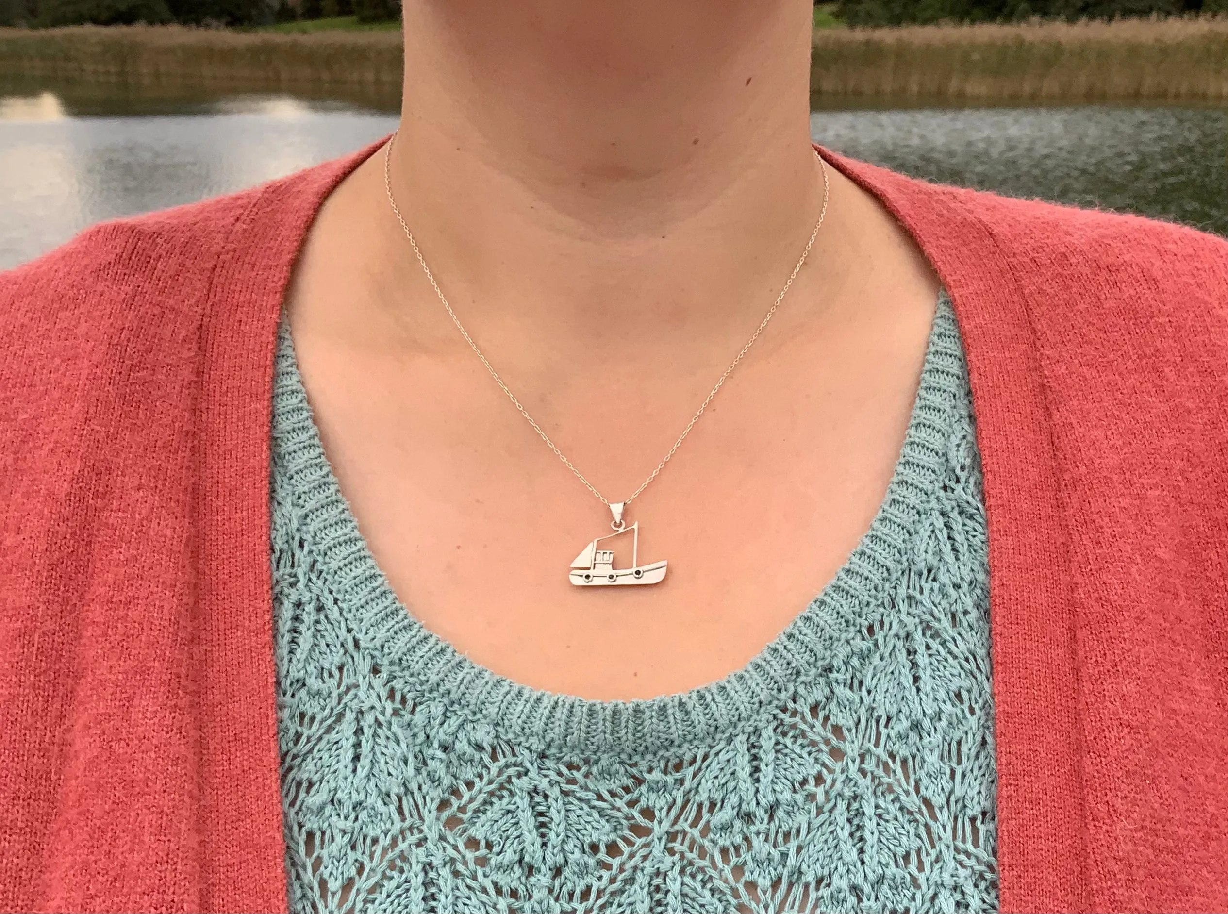 Silver pendant Old Fishing Boat