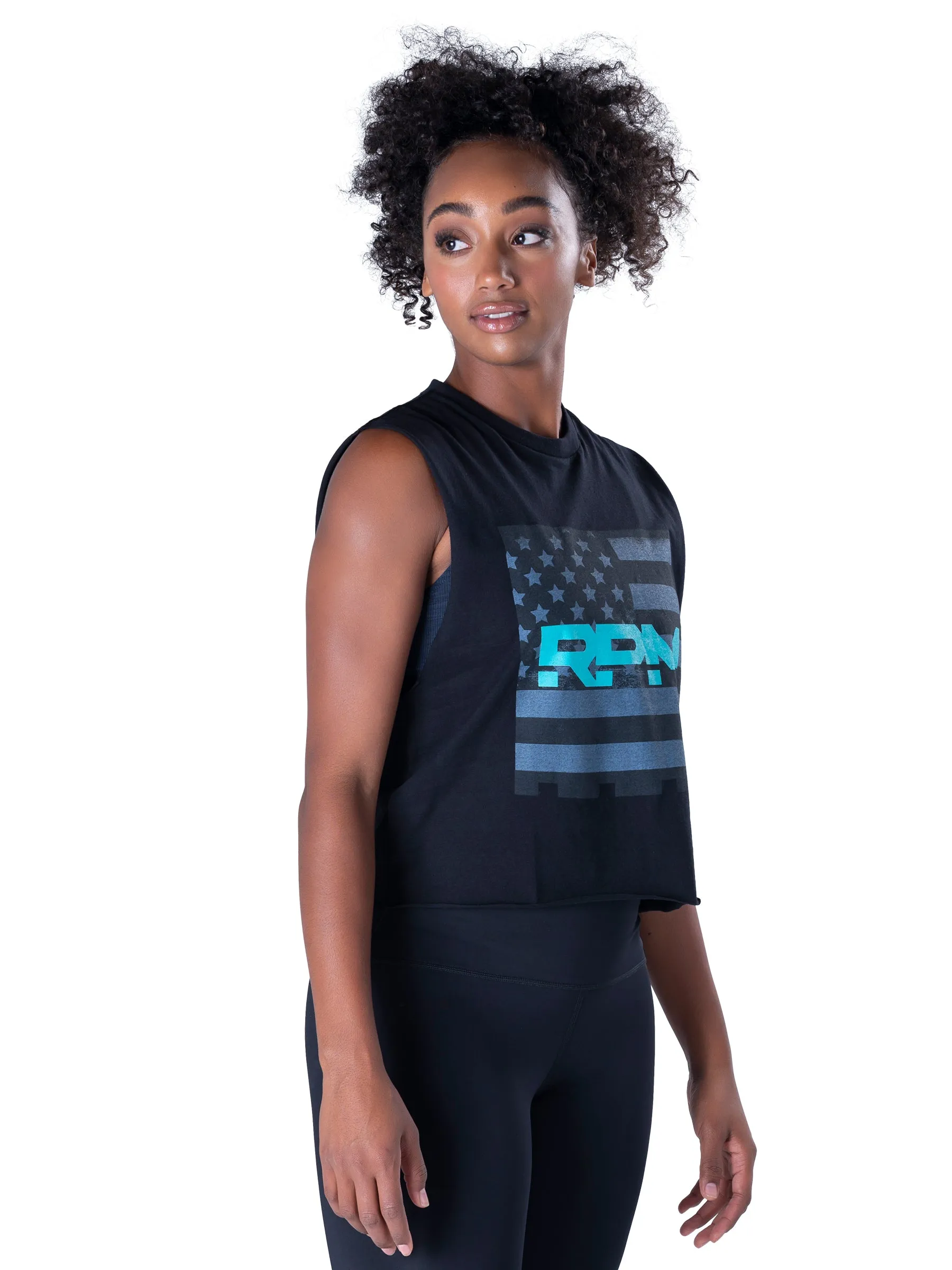 Stars and Stripes Statement Cut Off Muscle Tank