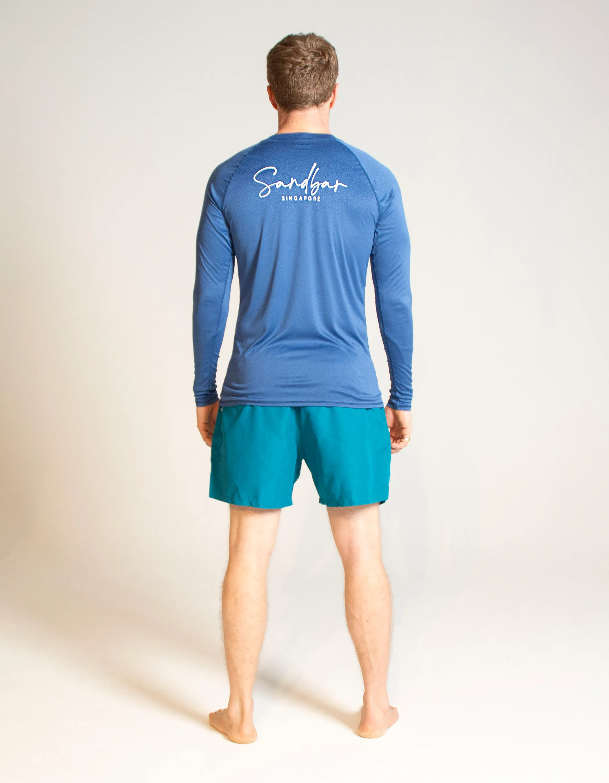 Stone Blue Long Sleeved Mens Rash Guard