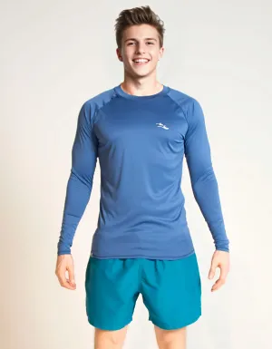 Stone Blue Long Sleeved Mens Rash Guard