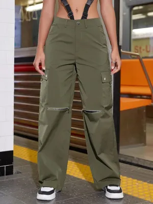 Street Zipper Pocket Cargo Pants