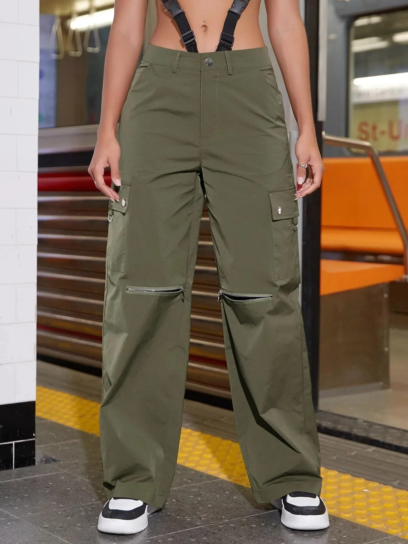 Street Zipper Pocket Cargo Pants
