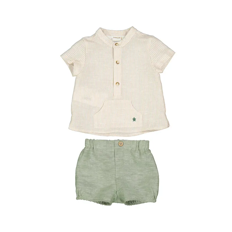 Striped Polo and Shorts Set
