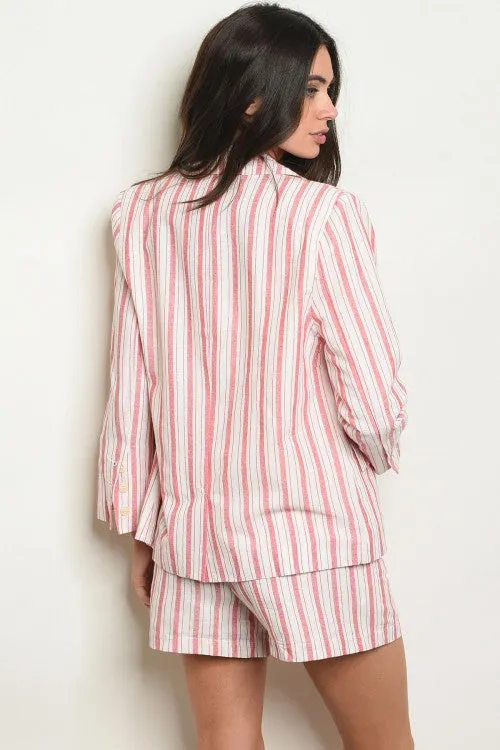 Stripes Blazer and Shorts Set