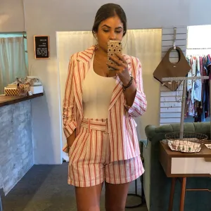 Stripes Blazer and Shorts Set