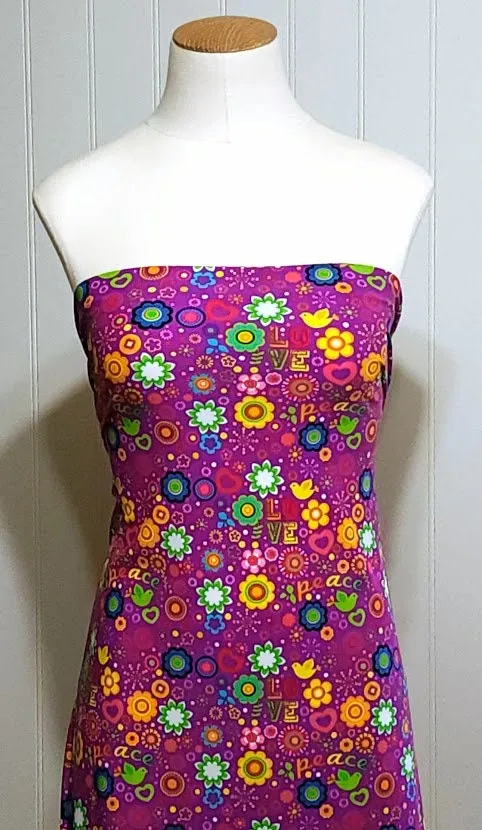 SWIM Fabric: Nylon Spandex Knit, Swimwear Fabric, Happy and Fun Retro Print. Quality Fabric for Swimsuit and Activewear. Sold by 1/2 yard