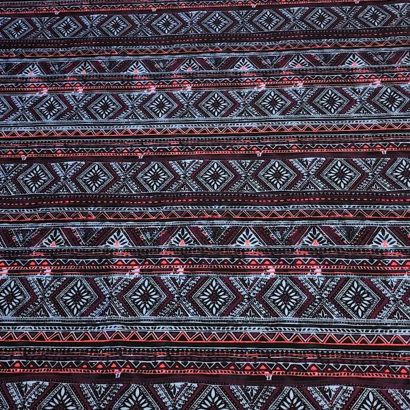 SWIM Fabric: Nylon Spandex, Swimwear Fabric, Turquoise and Coral Boho Print, Great Quality For Swimsuit and Activewear. Sold by the 1/2 yard