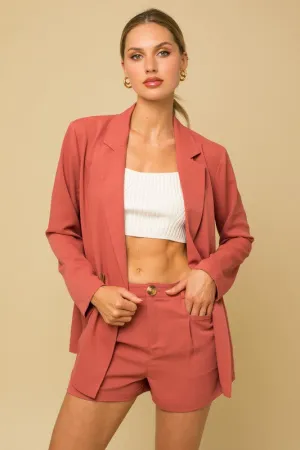 Touch Of Chic Double Breasted Blazer - Coral