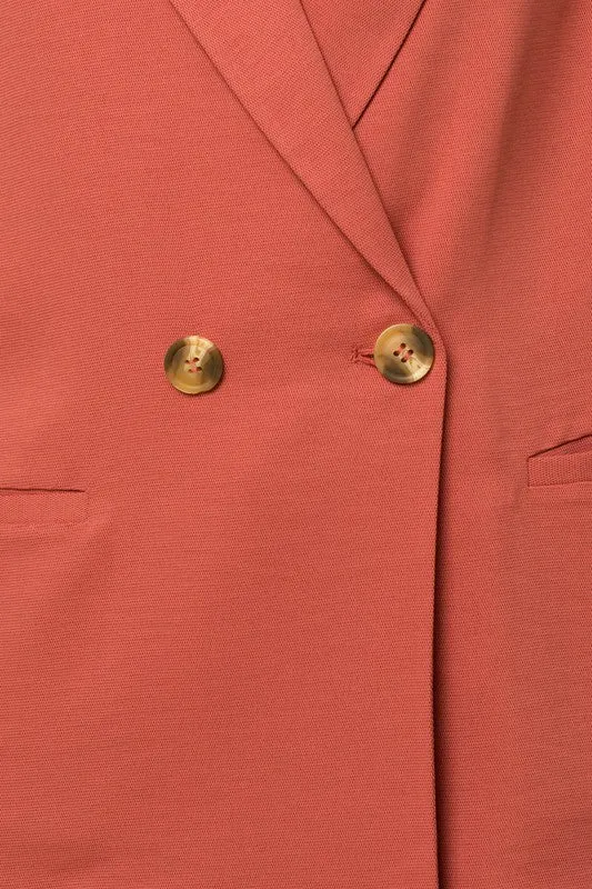 Touch Of Chic Double Breasted Blazer - Coral