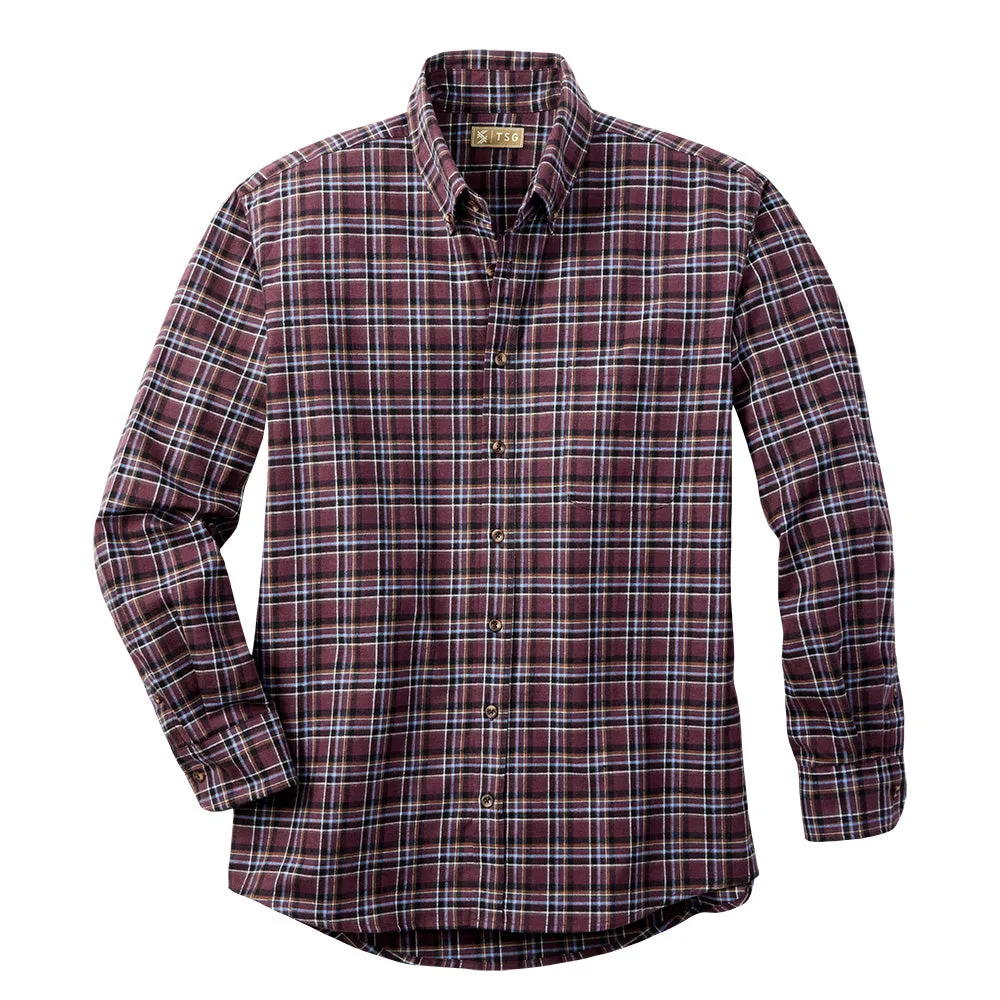 TSG Midweight Flannel Shirt (Maroon/Navy Plaid)