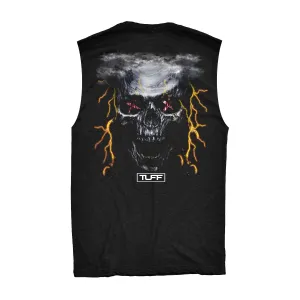 TUFF Lightning Skull Raw Edge Muscle Tank