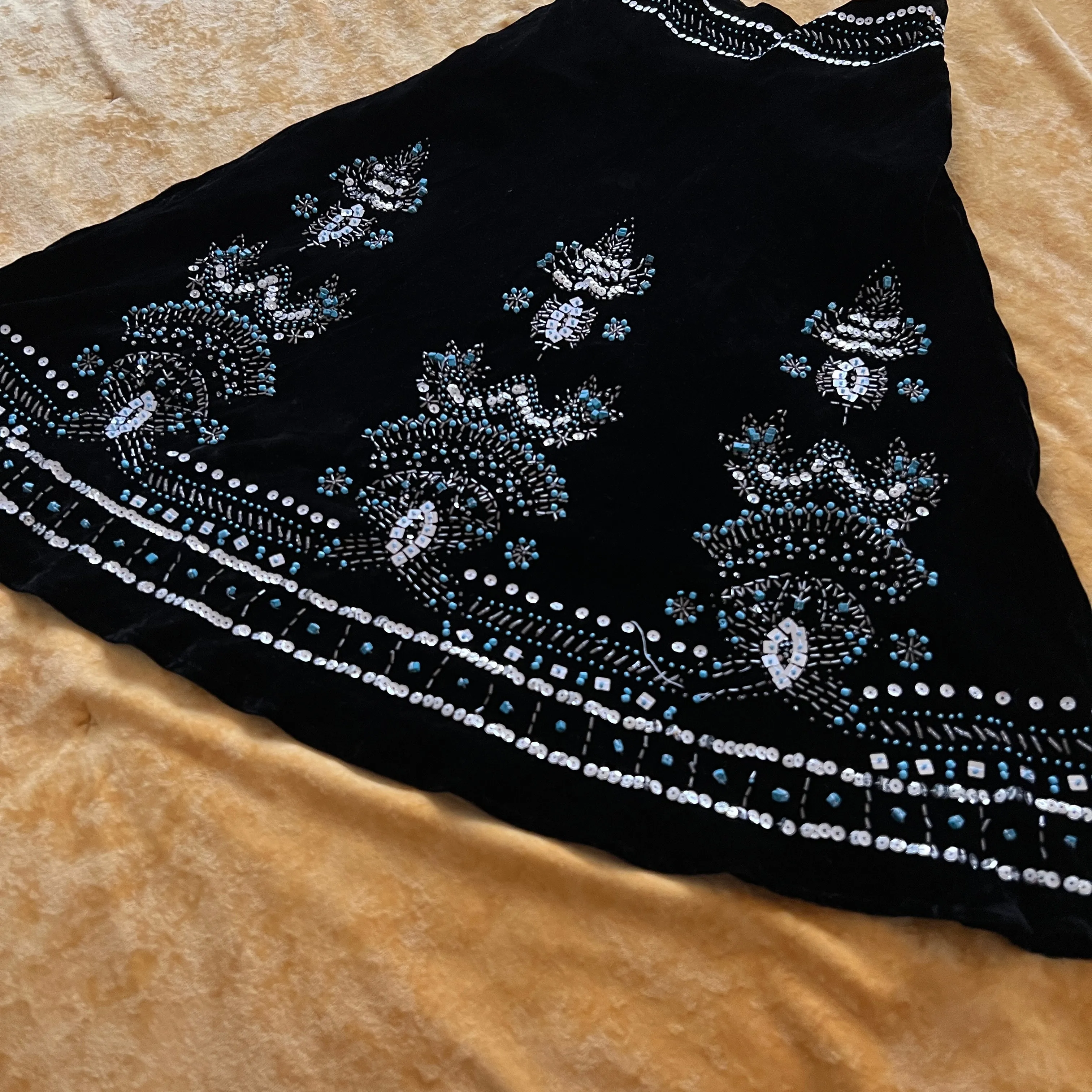 Velvet midi w/ turquoise silver beading